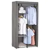 Image de Garde-robe ADAM en tissu gris avec 2 tringles à vêtements et 3 étagères