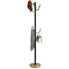 Image de Porte-manteaux MILA portant pour vêtements sur pied hauteur 174 cm et 8 crochets meuble dentrée en métal laqué noir et or