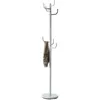 Image de Porte-manteaux MILA portant pour vêtements sur pied hauteur 174 cm socle rond et 8 crochets meuble dentrée en métal laqué blanc