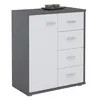 Image de Buffet salle à manger OSCAR L 60 cm en bois coloris gris et chêne sonoma avec 4 tiroirs et 1 porte meuble de rangement