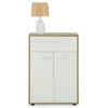 Image de Buffet CALAIS commode meuble de rangement avec 1 tiroir et 2 portes en mélaminé décor chêne sonoma et blanc mat