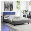 Image de Lit LED simple 120x190 cm avec sommier tête de lit confortable lit 1 place revêtement synthétique gris MIRANDO