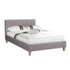 Image de Lit simple pour adulte LILLE 120x190 cm 1 place et demi / 1 personne avec sommier et pieds en bois tissu capitonné gris