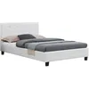 Image de Lit simple pour adulte MARLON avec sommier 120x190 cm 1 place et demi/1 personne tête et pied de lit capitonnés en synthétique blanc