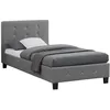 Image de Lit simple pour adulte ou enfant TICO avec sommier 90x190 cm 1 place tête et pied de lit capitonnés avec strass en tissu gris