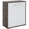 Image de Buffet salle à manger FIRMIN L 60 cm coloris béton foncé et blanc avec 2 portes meuble de rangement style moderne