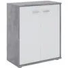 Image de Buffet salle à manger FIRMIN L 60 cm coloris béton et blanc avec 2 portes bahut bas meuble de rangement style moderne