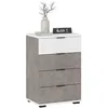 Image de Table de chevet 4 tiroirs TARBES table de nuit haute design moderne en mélaminé imitation béton et blanc