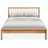 Image de Lit 140 x 190 avec sommier APOANA en bois massif coloris chêne cadre robuste avec tête de lit à barreaux