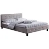 Image de Lit double pour adulte JOSY avec sommier 140x190 cm 2 places / 2 personnes tête et pied de lit capitonnés avec strass en tissu
