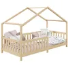 Image de Lit cabane enfant 90x200 cm LISAN lit Simple montessori avec Barrières de Protection en Bois Massif naturel
