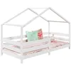 Image de Lit cabane RENA lit simple montessori pour enfant 90 x 190 cm avec barrières de protection en pin massif lasuré blanc