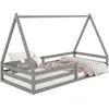 Image de Lit cabane SILA 90x190 cm lit simple enfant 1 place type Montessori en pin massif gris