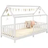 Image de Lit cabane NINA lit enfant simple montessori en bois 90 x 200 cm en pin massif lasuré blanc