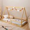 Image de Lit cabane LUSIA 80x160 cm lit simple 1 place pour bébé ou enfant de type Montessori en pin massif à la finition naturelle