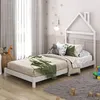 Image de Lit enfant LIZ tête de lit en forme de maison Lit au sol Montessori Pour couchage 90 x 200 cm bois de pin massif Blanc