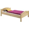Image de Lit simple FLIMS 90 x 200 cm lit pour enfant en pin massif vernis naturel avec tête et pied de lit arrondil