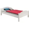Image de Lit simple FLIMS 100 x 200 cm lit pour enfant en pin massif lasuré blanc avec tête et pied de lit arrondi