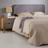 Image de Tête de lit NOVARE 160 En tissu rembourré Fixation murale Design arrondi moderne Pour lit 160 cm ou moins Gris