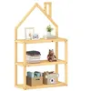 Image de Étagère enfant LENISE en pin massif meuble rangement chambre enfant en forme de maison en bois coloris naturel