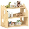Image de Étagère enfant YASMIN forme maison 3 étages 65 x 60 x 41 cm bois coloris naturel   idéale chambre rangement Montessori