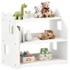 Image de Étagère enfant YASMIN forme maison 3 étages 65 x 60 x 41 cm bois lasuré blanc   idéale chambre rangement Montessori