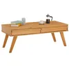 Image de Table basse JONA style scandinave table de salon rectangulaire avec 2 tiroirs en pin massif lasuré brun
