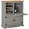 Image de Meuble bar à vin TEQUILA armoire comptoir avec range bouteilles et range verres bahut de style mexicain en pin massif gris/brun