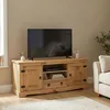 Image de Meuble TV TEQUILA banc télé de 140 cm style mexicain avec 1 tiroir 2 niches et 2 portes en pin massif finition teintée/cirée