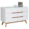 Image de Commode chambre TIBOR L 98 cm en bois massif blanc avec 6 tiroirs meuble de rangement à vêtements pour chambre