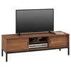 Image de Meuble TV SELMA L 145 cm en bois massif brun foncé au style industriel design vintage avec 2 portes coulissantes