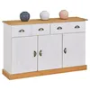 Image de Buffet salle à manger PARIS en bois massif L 116 cm avec 3 portes battantes et 2 tiroirs spacieux blanc et brun