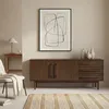 Image de Buffet TECCA L 170 cm 2 Portes 3 Tiroirs en Bois Massif Coloris Noyer avec Étagères Réglables Deux compartiments