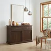 Image de Buffet SAVONA bahut vaisselier commode avec 2 tiroirs et 2 portes coulissantes en pin massif coloris noyer