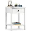 Image de Table de chevet APOANA avec 1 tiroir et 1 tablette dimensions montées 45 x 55 x 35 cm pin massif blanc style naturel