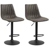 Image de Lot de 2 tabourets de bar VENEZA chaise haute réglable en hauteur dossier droit avec revêtement en tissu suédine de coloris gris