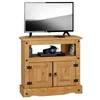 Image de Meuble TV SALSA L 85 cm en bois massif brun avec 2 portes et une niche meuble de salon style mexicain