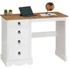 Image de Bureau CAMPO en bois massif L 105 cm avec 4 tiroirs coloris blanc bureau avec rangement intégré style campagne