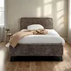 Image de Lit simple LEVERDA 90x190 cm Revêtement en tissu Lit style moderne pour 1 personne Cadre de lit avec sommier inclus Gris