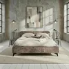 Image de Lit double LEVERDA 140x190 cm Revêtement en tissu Lit style moderne pour 2 personnes Cadre de lit avec sommier inclus Brun