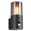 Image de Applique extérieure Hoosic détecteur de mouvement E27 IP44 noir mat abat-jour fumé - Trio Lighting