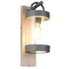 Image de Applique extérieure Sambesi 1x E27 IP44 détecteur crépusculaire imitation bois aluminium