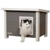 Image de Maison extérieure pour chat en composite matériau durable - KERBL - ECO Eli - Gris / Blanc - 57 x 45 x 43 cm