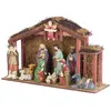 Image de Crèche de Noël - PEARL - Porcelaine - 11 figurines - LED blanc chaud - 47x28x15 cm