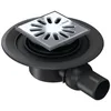 Image de Siphon sortie horizontale DN 50 - Grill carré - Siphon à écoulement horizontal avec grille en inox carré 115 x 115 mm DN 50