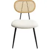 Image de Chaise en tissu bouclette crème avec dossier en cannage - ROSALI