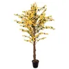 Image de Arbre - EUROPALMS - Forsythia - Plante artificielle - 3 troncs - Jaune - 150 cm