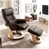 Image de Fauteuil de relaxation - ROYALEDECO - Hamilton - Cuir - Marron - Pivotant 360°