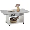 Image de FMD Table basse avec roulettes Gris béton et blanc