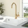 Image de Robinet cuisine - Villeroy & Boch - Umbrella - Inox doré mat - Bec pivotant - Économie deau